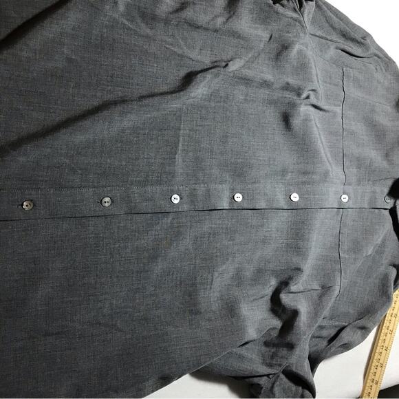 J Jill med rayon long sleeve back button Peter Pan collar grey blouse boxy loose - Picture 7 of 9